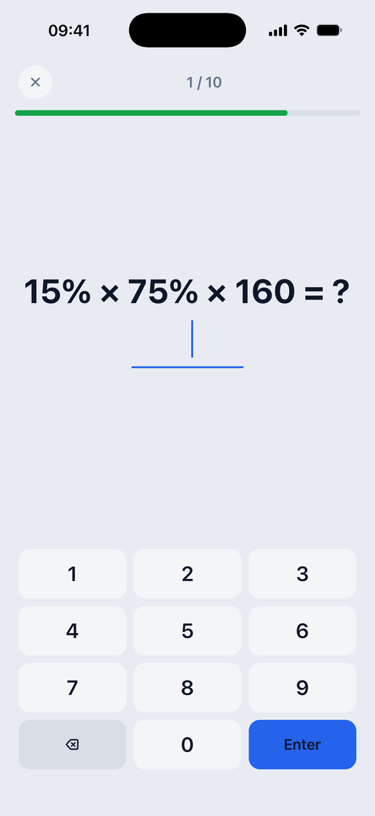 Speed Math round in Number Gym